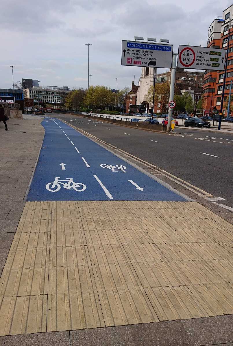 New blue cycleway open up the A34 towards Perry Barr
